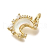 Brass Micro Pave Clear Cubic Zirconia with Glass Charms KK-G525-06G-03-2