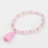 Glass Beads Stretch Charm Bracelets BJEW-JB03089-2