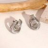 Stainless Steel Texture Multi-circle Knot Stud Earrings WP5091-2-1