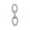 Rack Plating Oval Brass Micro Pave Clear Cubic Zirconia Fold Over Clasps KK-F876-04P-1