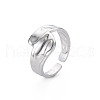 304 Stainless Steel Irregular Wide Band Open Cuff Ring for Women RJEW-N038-049P-3