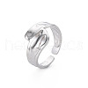 Non-Tarnish 304 Stainless Steel Irregular Wide Band Open Cuff Ring for Women RJEW-N038-049P-3