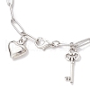 304 Stainless Steel Paperclip Chains Charm Bracelets for Women BJEW-JB11950-02-3