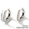 Retro Shiny Brass Clear Cubic Zirconia Trapezoid Hoop Earrings LY2718-2-2