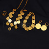 Islamic Coin Brass Pendant Necklace & Hoop Earrings & Link Bracelets & Rings Sets FS-WG3A3B8-01-3