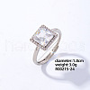Mother's Day Rings Square Platinum Brass Adjustable Ring with Cubic Zirconia EG7863-18-1