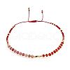 Natural Rhodonite & Glass Seed Braided Bead Bracelets HR1333-2-1