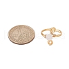 Copper Wire Wrapped Round Natural Rose Quartz Bead Finger Rings for Women RJEW-JR00808-03-3