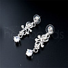Flower Alloy Micro Pave Clear Cubic Zirconia Pendant Necklace & Stud Dangle Earrings Sets for Women FS-WGAD43C-01-2