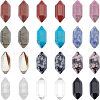 N24Pcs 12 Style Faceted No Hole Natural & Synthetic Gemstone for Wire Wrapped Pendants Making G-NB0003-01-1
