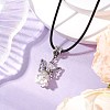 Angel Glass Sead Beaded Pendant Necklaces NJEW-MZ00094-06-1