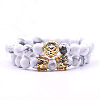 2Pcs Synthetic Howlite Round Beaded Stretch Bracelets CG7988-12-1