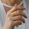 304 Stainless Steel Double Wing Open Cuff Ring RJEW-F149-01G-4