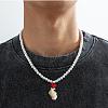 PVC Initial Pendant Plastic Pearl Round Beaded Necklaces for Women Men FS-WGA2226-11-1