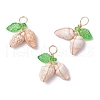 12Pcs 4 Styles Natural Sea Shell Copper Wire Wrapped Pendants PALLOY-JF03611-2