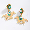 Horse Alloy Enamel Dangle Stud Earrings FS-WG96C14-01-2