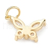 Brass Clear Cubic Zirconia Charms ZIRC-B010-36G-2
