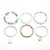 Glass Seed Beads Stretch Bracelet PW-WG01FEA-01-4