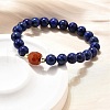 Natural Lapis Lazuli Round Beads & South Red Agate Bead Stretch Bracelets BJEW-Z101-01-2