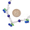 Crackle Glass & Natural Quartz Crystal Fruit Bib Necklaces for Women NJEW-JN05203-01-3