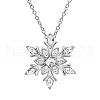 Alloy Pave Cubic Zirconia Christmas Snowflake Pendants Necklaces for Women FS-WG170D7-02-2