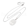 Oval Tree of Life 304 Stainless Steel Pendant Necklaces NJEW-M096-10P-2