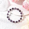 2Pcs Natural Green Aventurine & Amethyst Round Beaded Stretch Bracelets for Women BJEW-JB11928-4