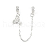 Brass Pave Clear Cubic Zirconia European Safety Chains with Charms KK-L236-16C-S-1