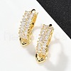Heart Brass Micro Pave Clear Cubic Zirconia Hoop Earrings EJEW-S275-04G-2