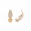 Brass Micro Pave Clear Cubic Zirconia Stud Earring Findings KK-S364-127-4