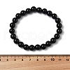 Natural Obsidian Beaded Stretch Bracelets X-BJEW-Q692-12-8mm-2
