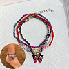 Bohemian Resin & Glass Seed Beaded Stretch Multi-Layered Anklet Sets WG187EB-12-1