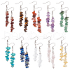ANATTASOUL 10 Pairs 10 Style Natural & Synthetic Mixed Gemstone Chips Beaded Dangle Earrings for Women EJEW-AN0002-08-1