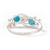 Natural Apatite Beaded Spiral Finger Ring RJEW-TA00049-01-4