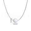 925 Sterling Silver & Synthetic Opal Round Ball Pendant Necklaces for Women FS-WG9EE48-01-3