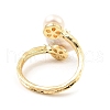 Natural Pearl Teardrop Open Cuff Ring with Clean Cubic Zirconia RJEW-K090-01G-4
