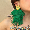 Handmade Flower Tassel Alloy Cloth Dangle Stud Earrings FS-WG221B7-02-3