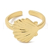 Shell Shape Rack Plating Brass Open Cuff Finger Rings for Women RJEW-L123-008G-2