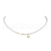 Brass Micro Pave Grade AAA Cubic Zirconia Letter Pendant Necklaces NJEW-JN04771-08-1