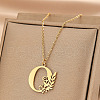 304 Stainless Steel Flower Initial Pendant Necklaces WGE911E-15-1