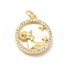 Brass Clear Cubic Zirconia with Shell Pendants KK-G450-02G-07-1