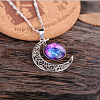 Alloy Glass Moon Syb Pendant Lumachina Chain Necklaces for Women WGDF061-07-1