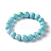 Natural Larimar Round Beaded Stretch Bracelet BJEW-A120-01E-3