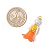 Glass Seed Beaded Flower Figurine Pendants PALLOY-MZ00686-05-2