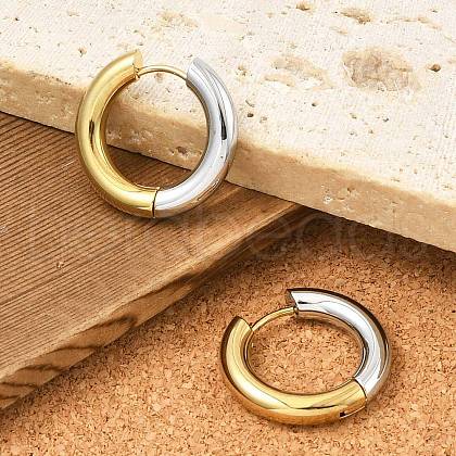 201 Stainless Steel Two Tone Hoop Earrings EJEW-Q002-01G-06-1