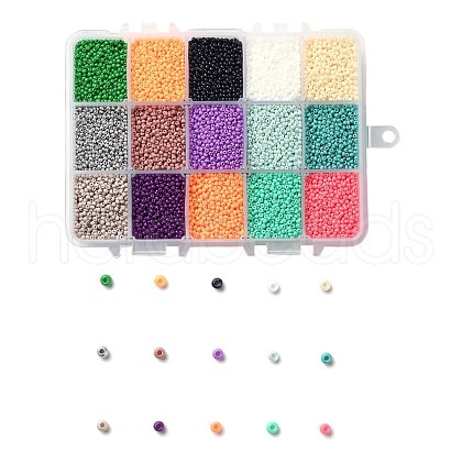 375G 15 Colors 12/0 Grade A Round Glass Seed Beads SEED-JP0011-09-2mm-1