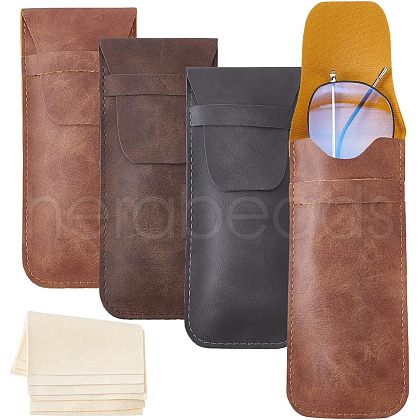  6Pcs PU Imitation Leather Glasses Bag AJEW-NB0003-36-1