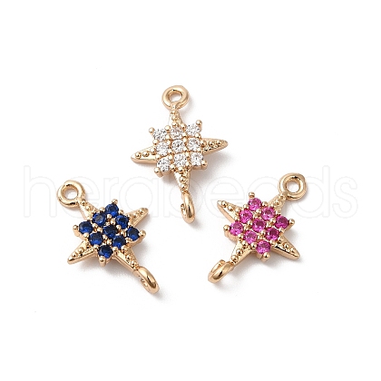 Brass Pave Glass Connector Charms KK-C062-002G-1