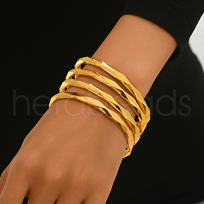 4Pcs Luxury Geometric Wave Zinc Alloy Bangles for Women's Daily Wear TW4371-2-1