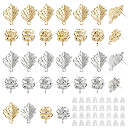 DICOSMETIC 32Pcs 4 Style Alloy Stud Earring Findings FIND-DC0001-98-1